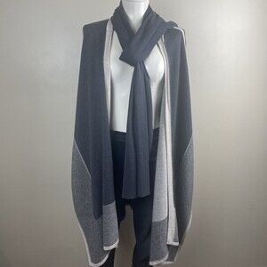 Nic & Zoe Womens Open Poncho With Scarf Blue One Size